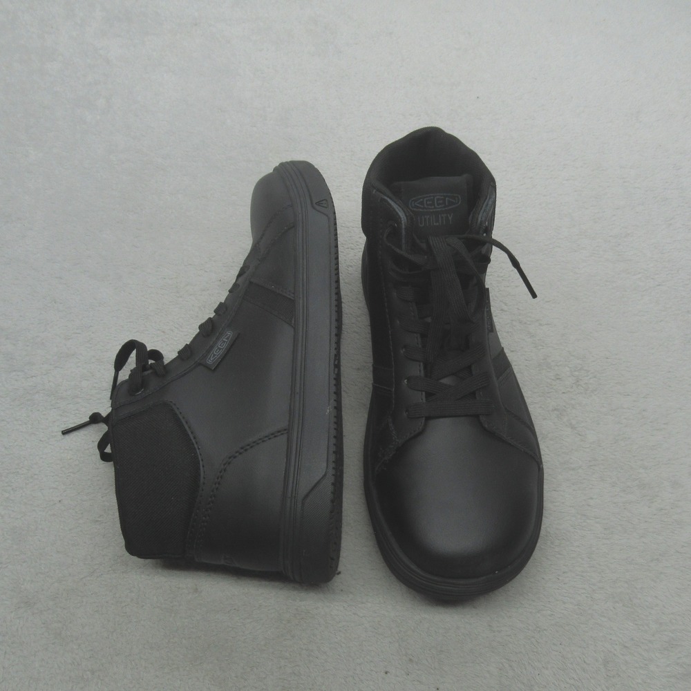 Keen Utility Mens 9D Mid Work Shoes Black Leather Lace-Up Soft Toe Cushioned